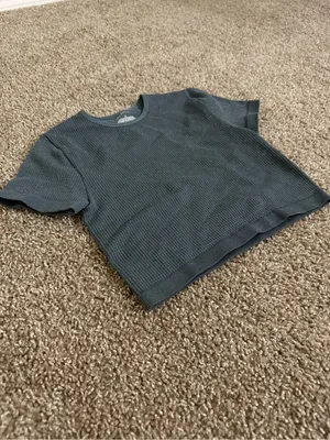 Wild Fable Small Slate Blue Glitter Shimmer Ribbed Crop Tee Short Sleeve Gym thumbnail 7