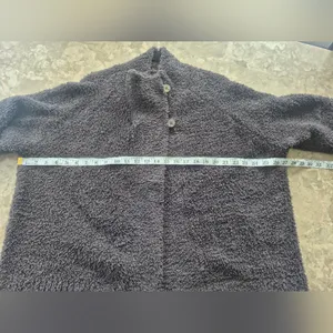 Barefoot Dreams QVC comfy button sweatshirt Cozy Chic Charcoal Teddy Jacket 2X thumbnail 11
