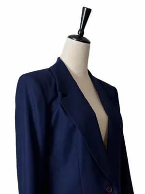 Pendleton Vintage Virgin Wool Blazer Size 12 Single Button Lined Solid Blue 90s thumbnail 7