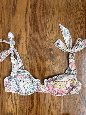 Dippin' Daisy's Pink Pastel Floral Tie-Shoulder Bikini Size Small thumbnail 2