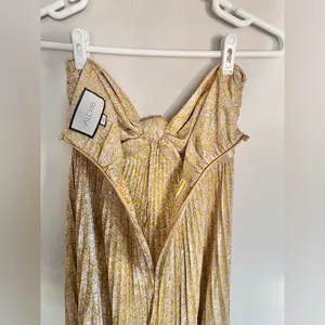 NWOT Alexis Joya Pleated Strapless Metallic Gold Lame Maxi Dress RARE Size XS thumbnail 8