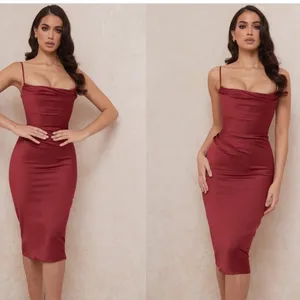HOUSE OF CB 'Anja' Wine Satin Corset‎ Midi Dress NWOT size XL thumbnail 4