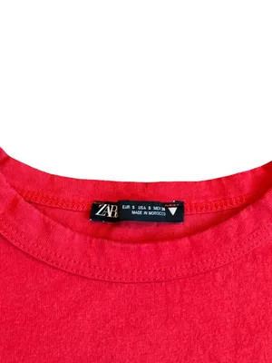 Zara Red Graphic Baby Tee Los Angeles California Short Sleeve Size Small thumbnail 2
