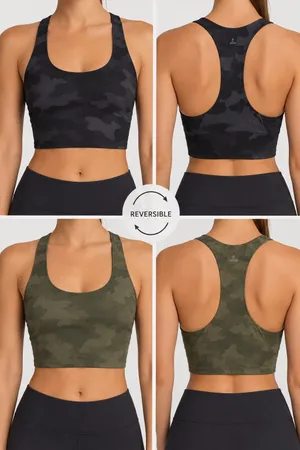 prAna Momento Reversible Camo Crop Top XS/S Racerback Yoga Activewear thumbnail 2