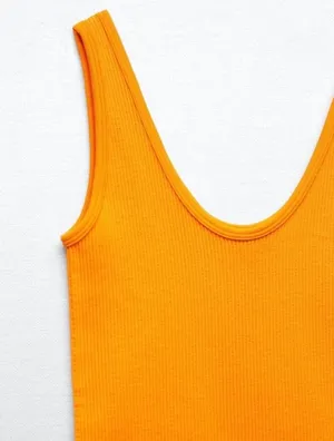 ZARA Orange Ribbed Body Suit thumbnail 2