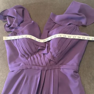 Women’s Purple Flutter Sleeve Full Length Bridesmaid Dress Corset Back Size 10 thumbnail 10
