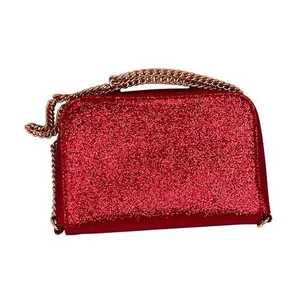Jimmy‎ Choo Parfume Red Glitter Good Chain Clutch Shoulder Handbag COA thumbnail 2