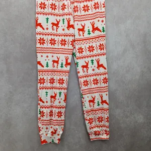 Red Christmas Holiday Print Y2K VTG Festive‎ Ekouaer Pajama Legging Pants Small thumbnail 4