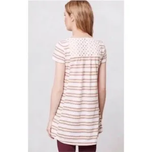 Anthropologie MEADOW RUE Marin Striped Top Smocked Knit Red White Medium thumbnail 8