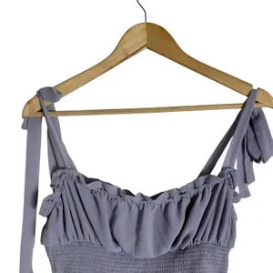Wilfred Ballad Lavender Purple Chiffon Smocked Tie Shoulder Ruffled Top S thumbnail 4