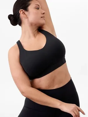 Athleta M Medium Sports Bra Seamless Low Impact Padded‎ Black Cross Back Women's thumbnail 1