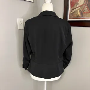 Maurices Womens Black Ruched 3/4 Sleeve Single Button Blazer Jacket Size XL thumbnail 3