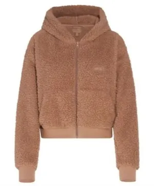 Skims Women’s Size L Teddy Zip Up Hoodie Tigers Eye Brown Comfy‎ Sherpa Lounge thumbnail 1
