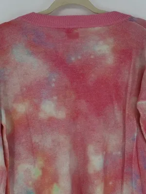 Brodie Cashmere 100% Cashmere Sweater S Pink Tie Dye V Neck NWT Whimsical thumbnail 12