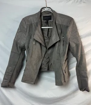 Y2K 2000s BCBGMAXAZRIA gray suede moto jacket thumbnail 1
