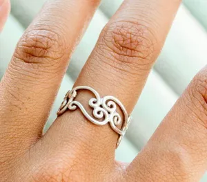 Waves Sterling Silver Ring Size 8 thumbnail 1