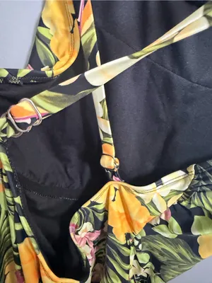 Hurley Tropical Floral Scoop One-Piece - Black & Yellow thumbnail 8