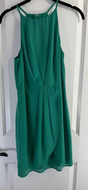 Lulus Best Wishes Teal Green Halter Sleeveless Sheath Mini Dress Size S thumbnail 1