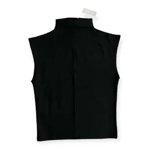 Madewell Womens Black Funnelneck Cropped Muscle Tee thumbnail 4