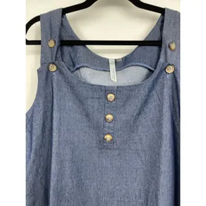 NY Collection Petite Women Mini Tank Dress Sleeveless Scoop Neck Blue PXL NEW thumbnail 3