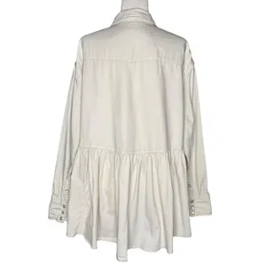 We The Free by‎ Free People "Dylan" Peplum Cotton Denim Shacket – Women's Large thumbnail 8