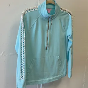 Lilly Pulitzer Skipper Popover Pullover with Crochet Lace Sleeve Detail‎ Small thumbnail 3