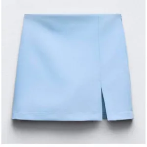 Zara Women Light Blue Skort Mini Skirt Shorts Size XS Side Zip Slit thumbnail 3