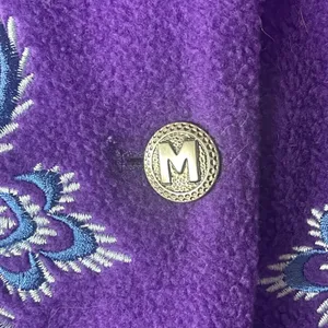 Bob Mackie Wearable Art Purple Fleece Embroidered‎ Paisley Jacket Womens Large L thumbnail 4