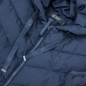 Lauren Ralph Lauren Puffer‎ Jacket Womens XS Navy Blue Chevron Quilted Hood Coat thumbnail 2