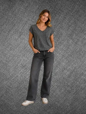 Poof Charcoal Heather V Neck Pocket T Shirt Size Medium thumbnail 2