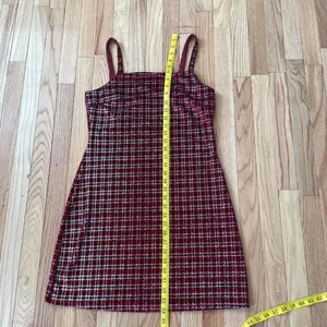 Altar'd State Red Silver Plaid Mini Dress Womens Large Coquette Tweed Slip Dress thumbnail 6