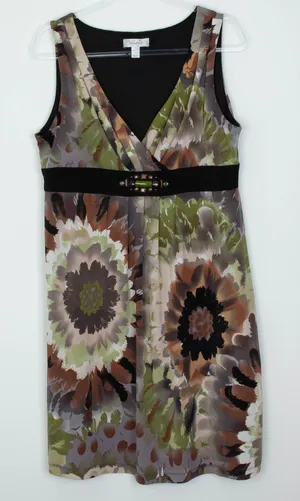 Dressbarn Womens Floral Sleeveless Babydoll Dress 14 Forest Fairy Goblincore Y2K thumbnail 1