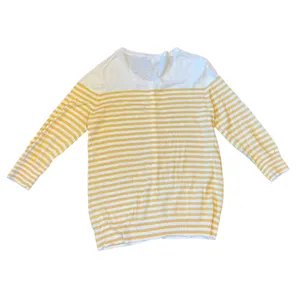 GAP‎ Yellow and White Striped Lightweight 3/4 Sleeve Cardigan Women’s Medium thumbnail 4