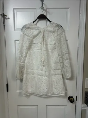 Lulu's White Crochet Tunic Swim Cover-Up thumbnail 3