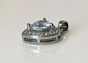 Silver Tone Crystal Heart Pndant thumbnail 2