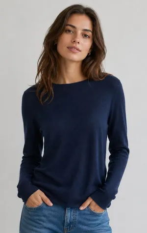 Katherine Barclay long sleeve black merino wool sweater Preppy Medium thumbnail 1