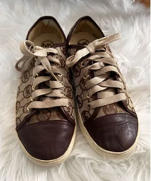 Michael Kors brown sneakers leather with cloth size 9.5 thumbnail 1