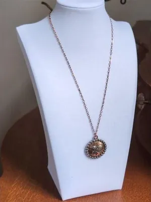 Betsey Johnson Copper Vintage Floral Medallion Necklace 18" thumbnail 1