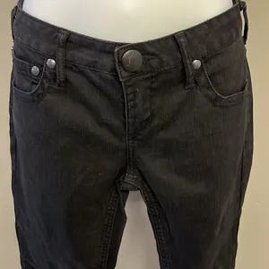 Free People Black Vertical Textured Straight 5 Pocket Button/ZipUp Jeans-Size 29 thumbnail 4