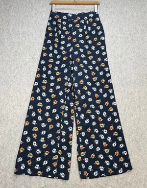 Caralyn Mirand x The Drop Navy Floral Print Wide‎ Leg Viscose Pants Small Boho thumbnail 1