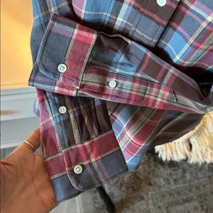 Ralph Lauren, brown blue rose plaid button-down, cotton western shirt S​​ thumbnail 5