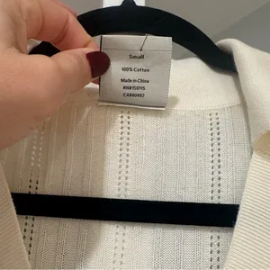 Varley Cream Ribbed Midi Dress with Polo Collar thumbnail 5