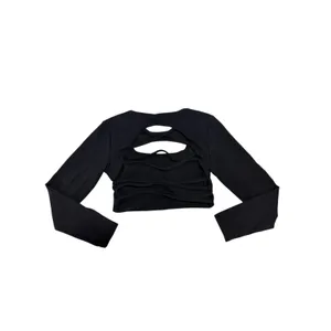 AOXJOX Long Sleeve Back Cutout Crop Athletic Yoga Top L NWOT thumbnail 3