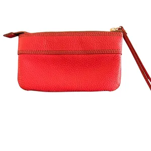 Kate Spade Geranium Pebble Leather Wristlet Bag Bow Gold Hardware Logo Interior thumbnail 5
