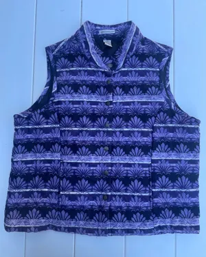 Rebecca Malone Quilted Button Up Vest, Size L, EUC thumbnail 1