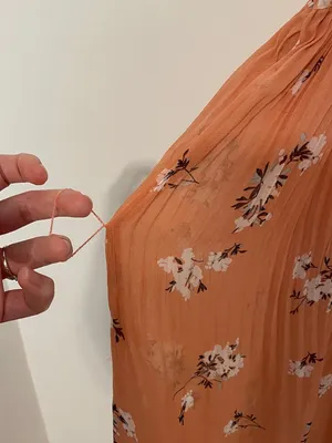 AVA & VIV Plus Size Floral Pleated Midi Dress Peach Pink Orange Hi-Lo 1X NO BELT thumbnail 7