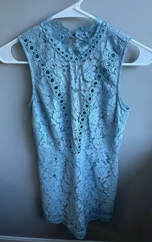 SAYLOR fp Powder Blue Lace Mini Dress Size XS thumbnail 1