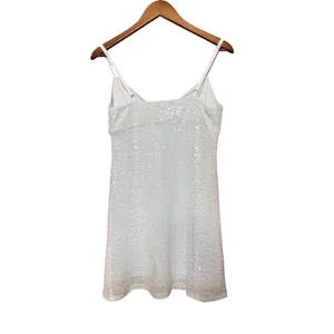 No Boundaries Silver Sequin Mini Dress Women Medium 8-10 V-Neck Party‎ thumbnail 9