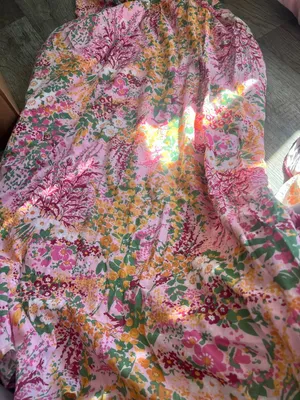Banjanan L Alexa Floral Pink Green Maxi Tank Ruffle 100% Cotton Dress India Boho thumbnail 4