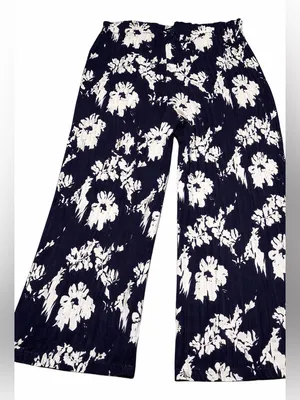 Joie Navy & White Floral Wide-Leg Pull-On Pants thumbnail 5